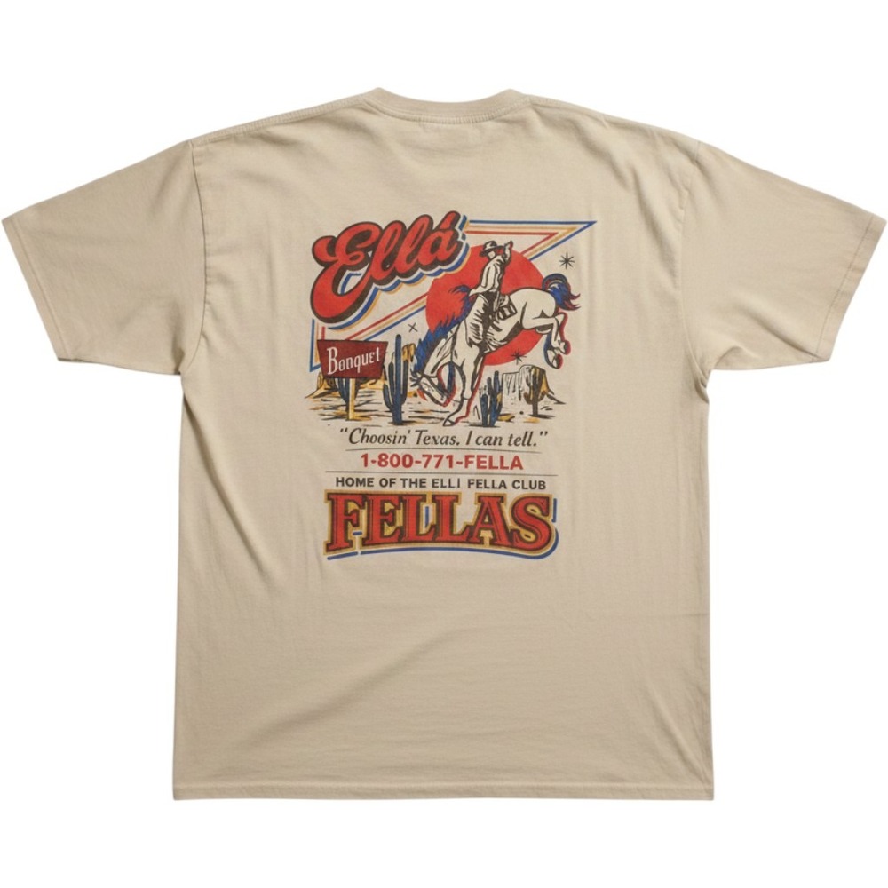 Ella Fellas Texas Graphic T-Shirt Tan Bronco Western Cowboy 2XL Digiprint